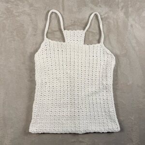 Handmade White Crochet Racerback Camisole Boho Beach Cottagecore XS